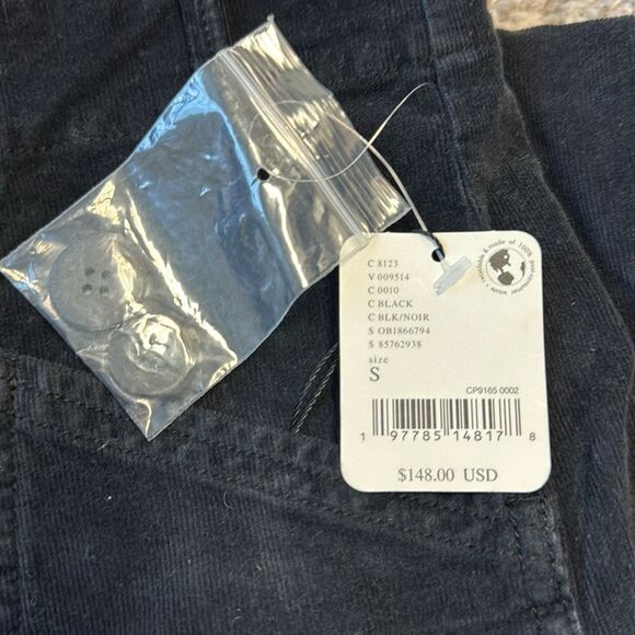 Free People Bay To Breakers Black Corduroy Jeans Pants High Rise Relaxed Fit Sm - Picture 6 of 8